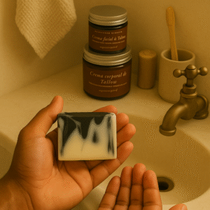 Jabón de Tallow y Carbón Activado  |  LIMPIA | PURIFICA | NUTRE | REVITALIZA