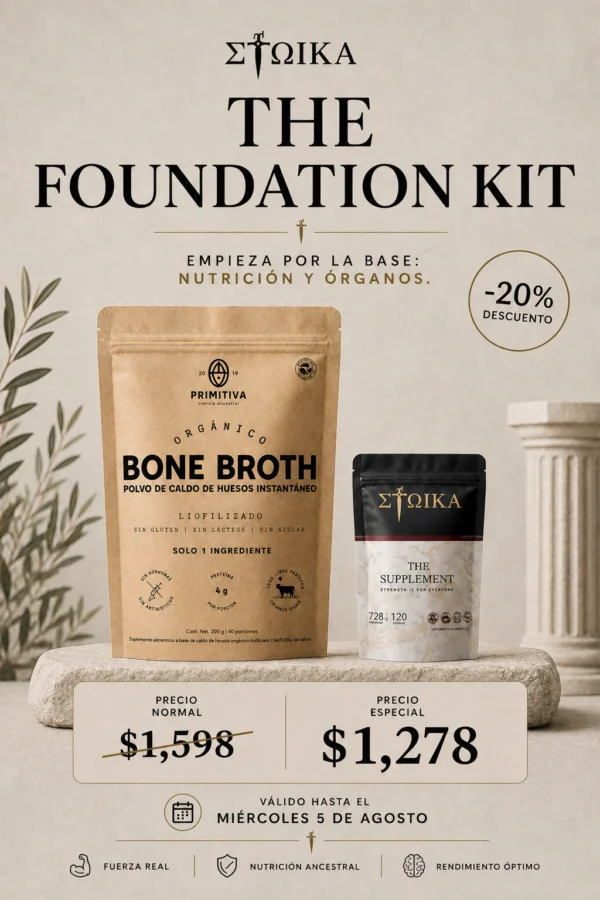 ChatGPT Image 3 ago 2026, 01_07_14 p.m. Foundation Kit Stoika - Caldo Liofilizado y The Supplement