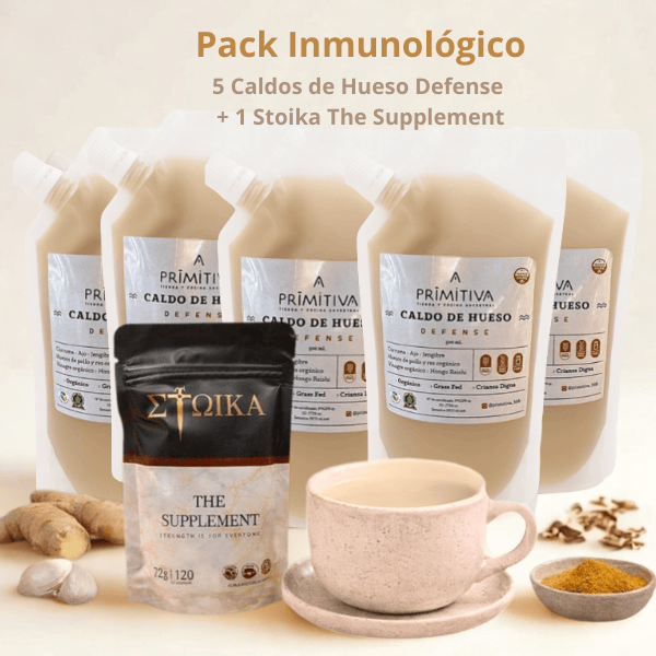 Pack Inmunológico Primitiva – 5 Caldos Defense + 1 Stoika