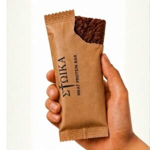 STOIKA Meat Protein Bar de proteína animal con carne y cacao en empaque premium color kraft